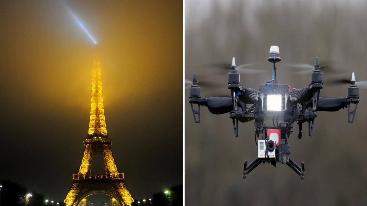 Drone panorama flying paris above city preview